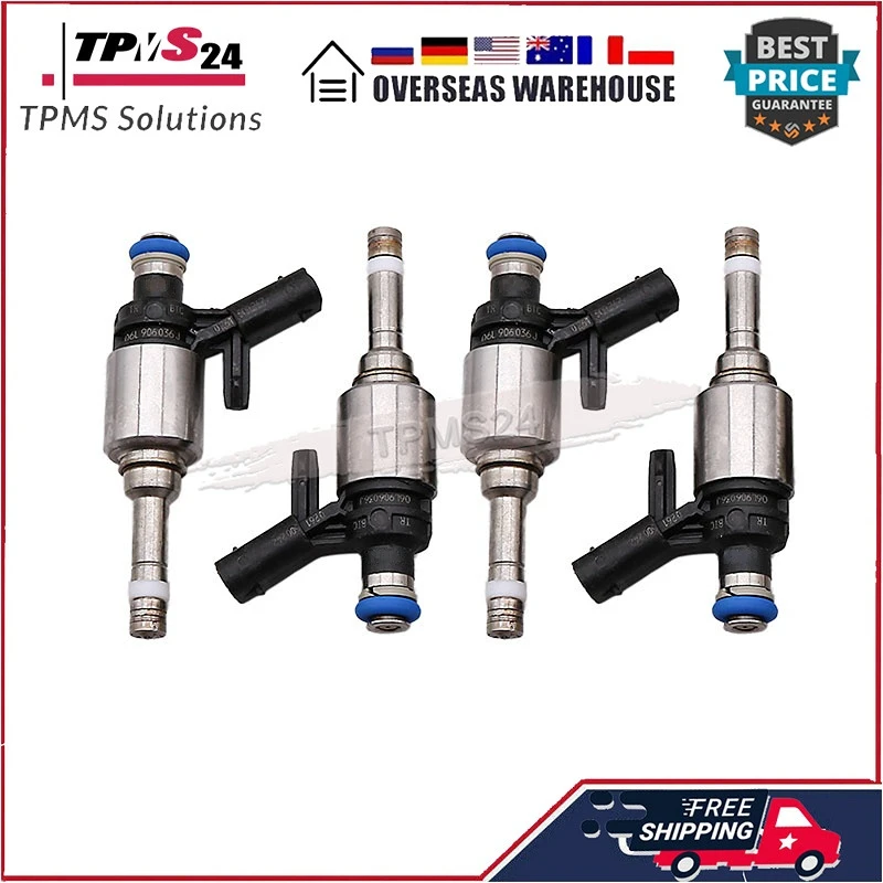 

New Set of (4) Fuel injectors 06L906036J For 2015-2016 AUDI A3 VOLKSWAGEN GOLF 1.8L