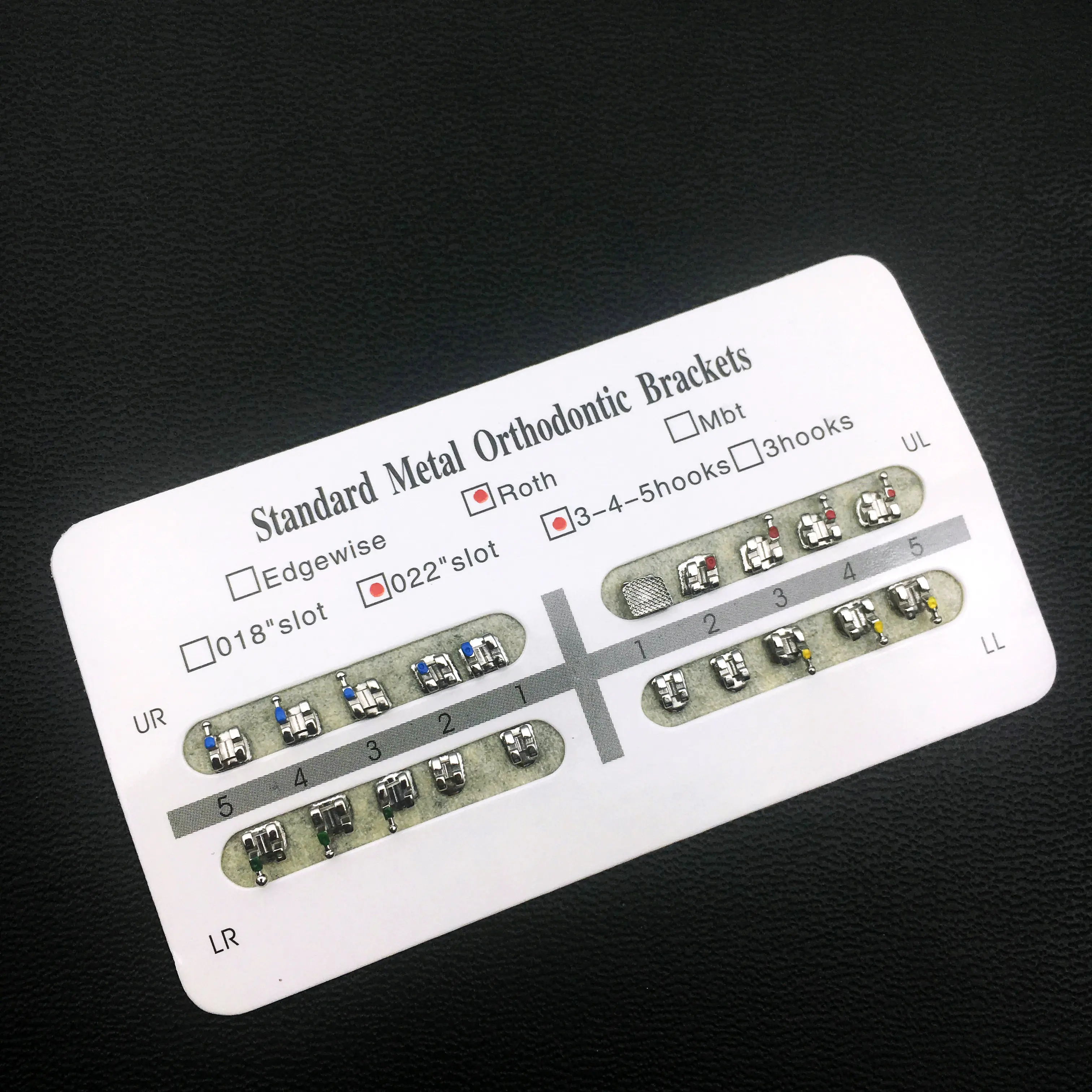 20pcs/pack Dental Mini MBT/Standard Roth Bracket 0.022 Slot 345 Hook Dental Metal Orthodontic Brackets