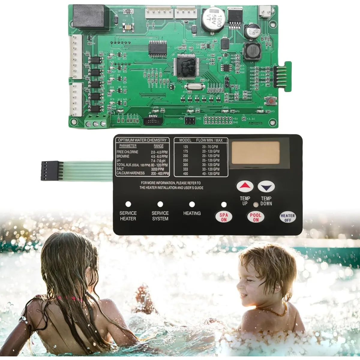 

42002-0007S Pool Heater Control Board kit with 472610Z Switch Membrane Pad Compatible with Mastertemp & Sta-Rite Max-E-Therm