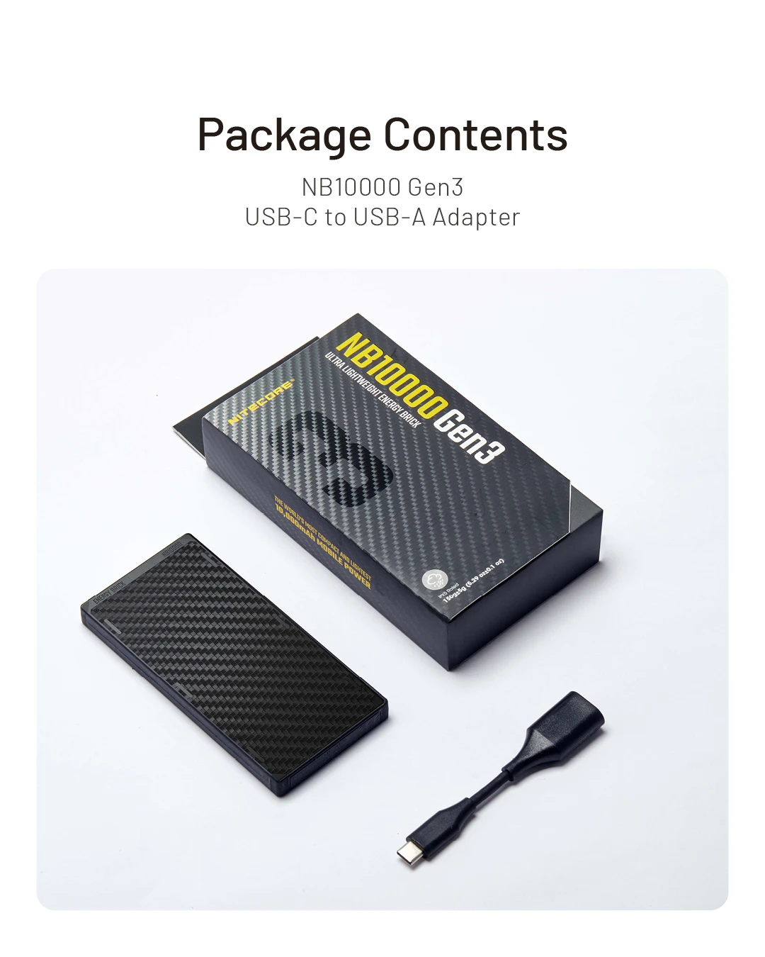 NITECORE NB10000 Gen3 Gen4 Power Bank Ultra Leve em Fibra de