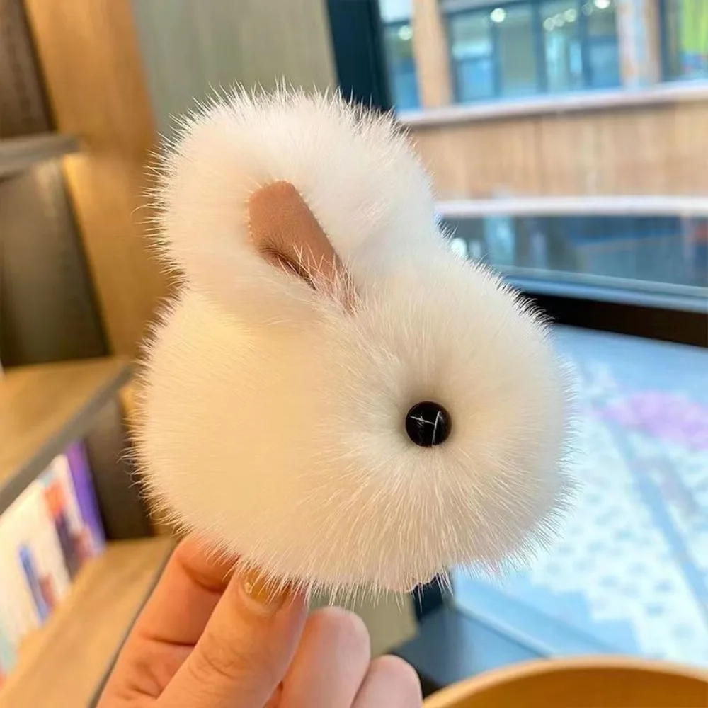 Cute Portable Rabbit Bag Pendant Multipurpose Mini Bunny Fur Hairball Easy to Use Bunny Keychain Car