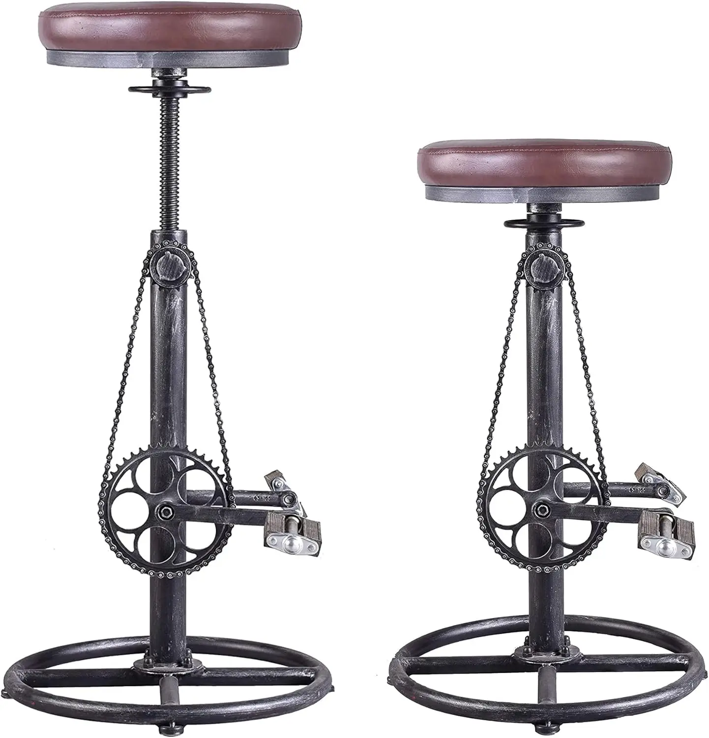 Taburetes de Bar Vintage, asiento giratorio de Pu, altura ajustable Extral, para bicicleta, con bikepedales, Mostrador de isla de cocina, 29-37 pulgadas