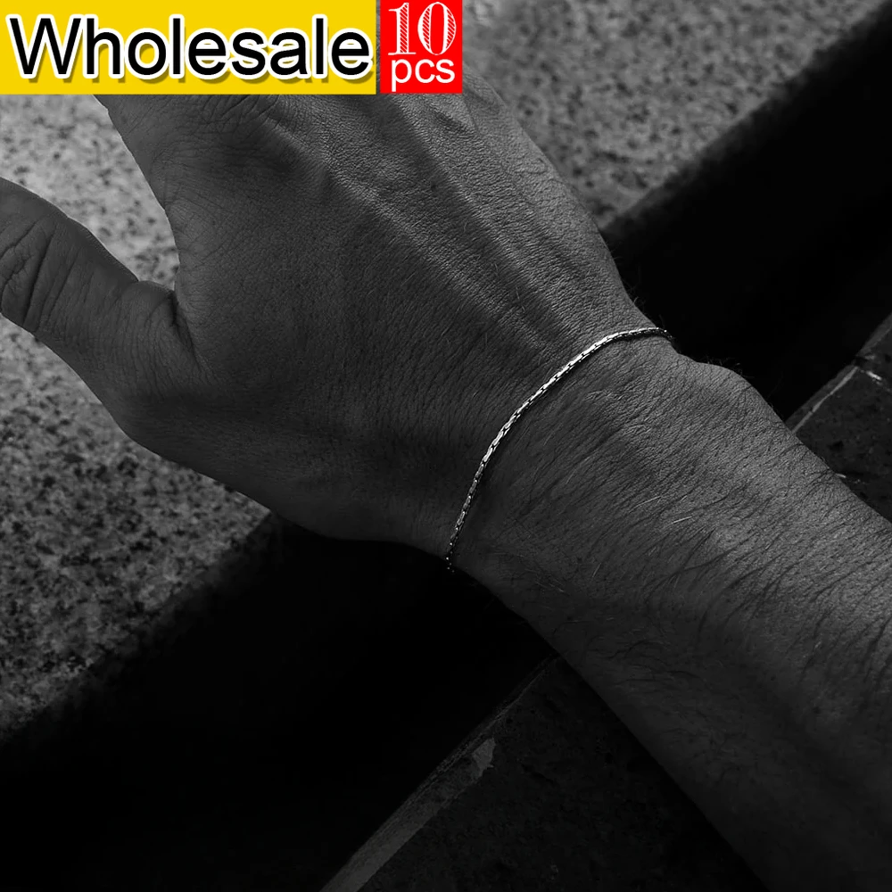 

Men's stainless steel jewelry 1.3mm hammer shaped square chain fashion trend non fading waterproof bracelet 10pcs wholesale