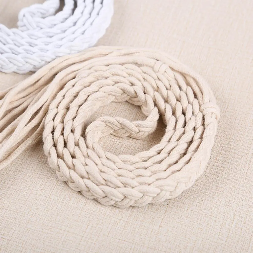 Vintage Waistband Women Belt Waist Strap Self Tie Handmade Braided Wooden Bead Waistband