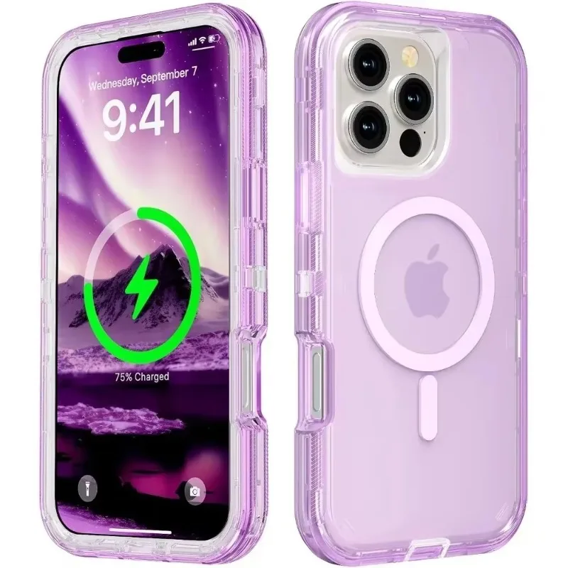 Heavy Duty Otter Armor Box Defender Case for Iphone 16 Pro Max 15 14 13 12 11 Transparent Wireless Charger Protection Cover