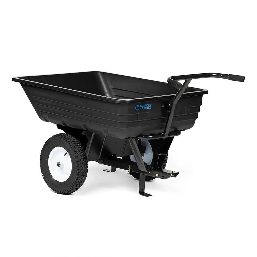 

650 LB 10 Cu. Ft. Economy TowBehind Poly Dump Cart for Lawn