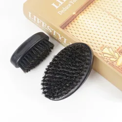 Men's Vintage Oil Head Styling Brush - Wooden Bristle Brush for Hair & Beard Grooming, Deep Cleaning & Volume Control
