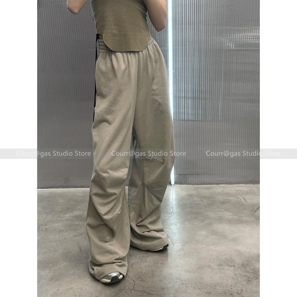 

24 Spring and summer new women's street sense elastic waist wide leg loose casual drag pants