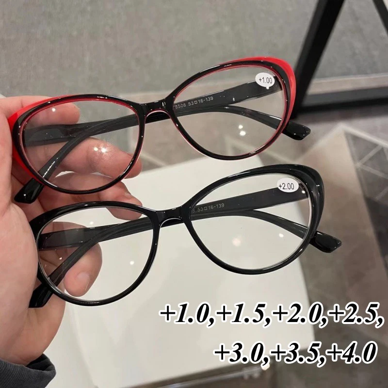 

Women Presbyopic Glasses Unisex Cat Eye Frame Blue Light Far-sighted Reading Glasses Finished Optical Eyewear Diopter 0 To +4.0