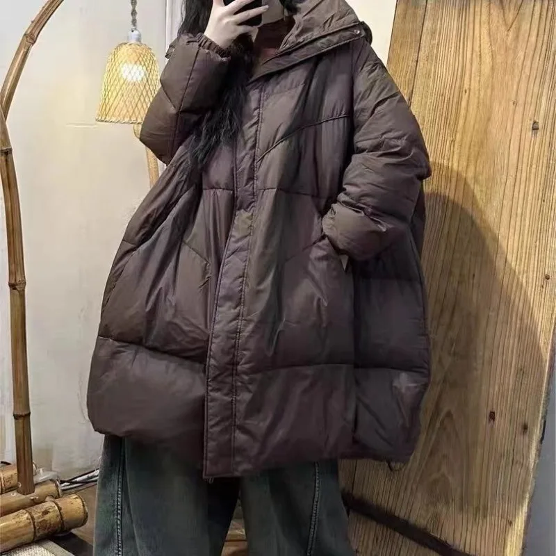 Capispalla Moda Nuovo piumino di media lunghezza invernale con giacche calde larghe e spesse con cappuccio Cappotto da donna di grandi dimensioni alla moda