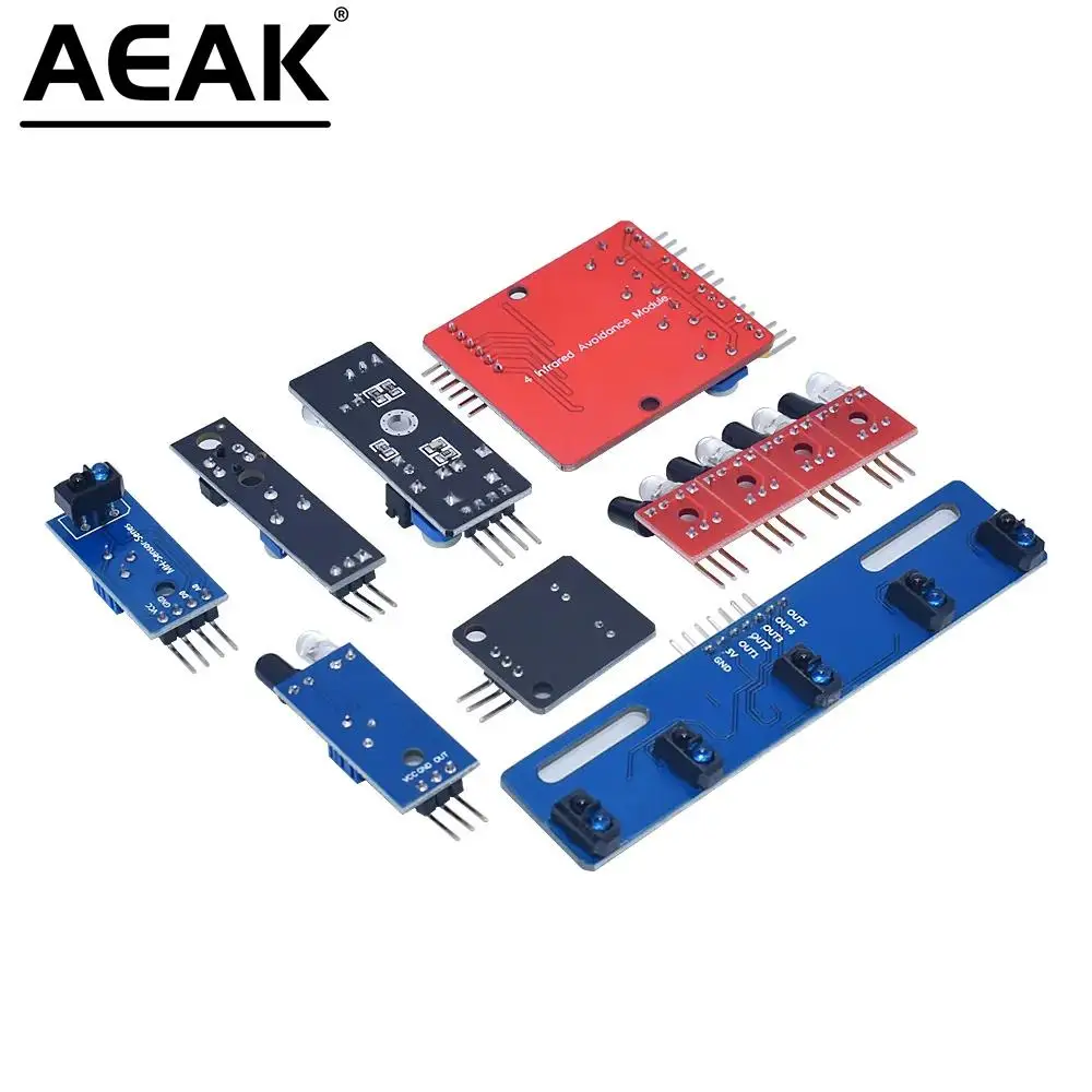 1 Buah Modul Sensor Penghindar Rintangan Jalur Transmisi Pelacakan Detektor Inframerah Empat Jalan UNTUK Arduino Diy Robot Mobil AEAK