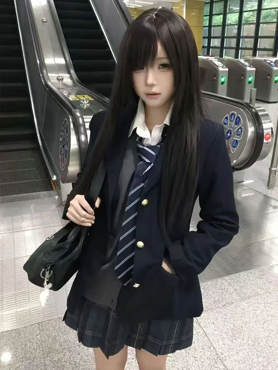 

Японский Sle JK orm Cobalt Blue Tee Button School orm Anime High School Older Sister Универсальный женский