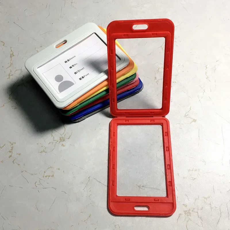 1Set Effen Kleur Werkvergunning Case Tentoonstelling ID-kaart Mouw Badgehouder met Lanyard Borstpas Werkkaart Cover Nekkoord