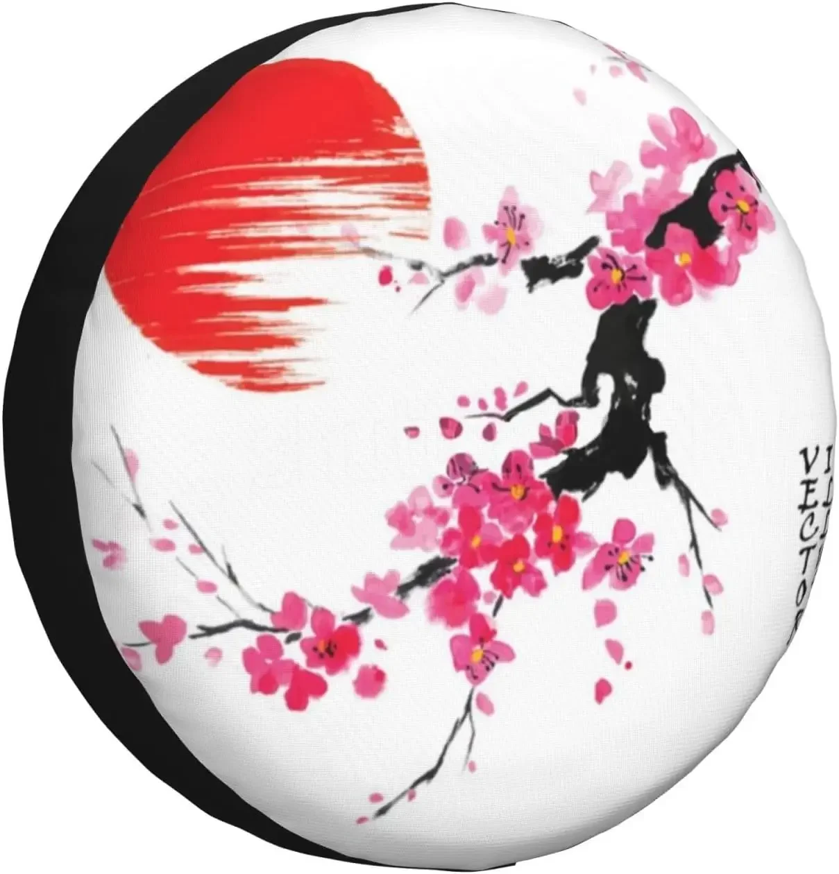 Blossoming Oriental Cherry Branch Spare Tire Cover Wheel Protectors Water Dustproof Fit for RV SUV Truck Camper Travel Camping