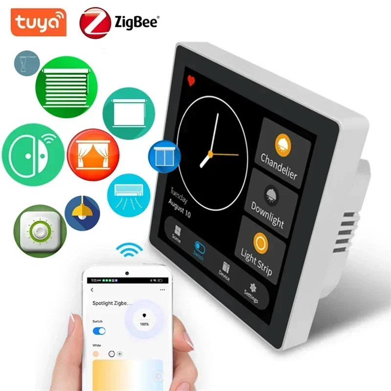 Tuya Smart Home Multiple Zigbee Control Panel LCD Touch Screen 3 Gang Smart Switch Zigbee Gateway Alexia for Home Voice Command