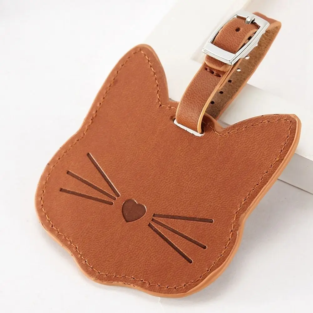 Airplane Suitcase Tag Colorful PU Leather Cat Shape Holiday Travel Boarding Pass Travel Luggage Accessories