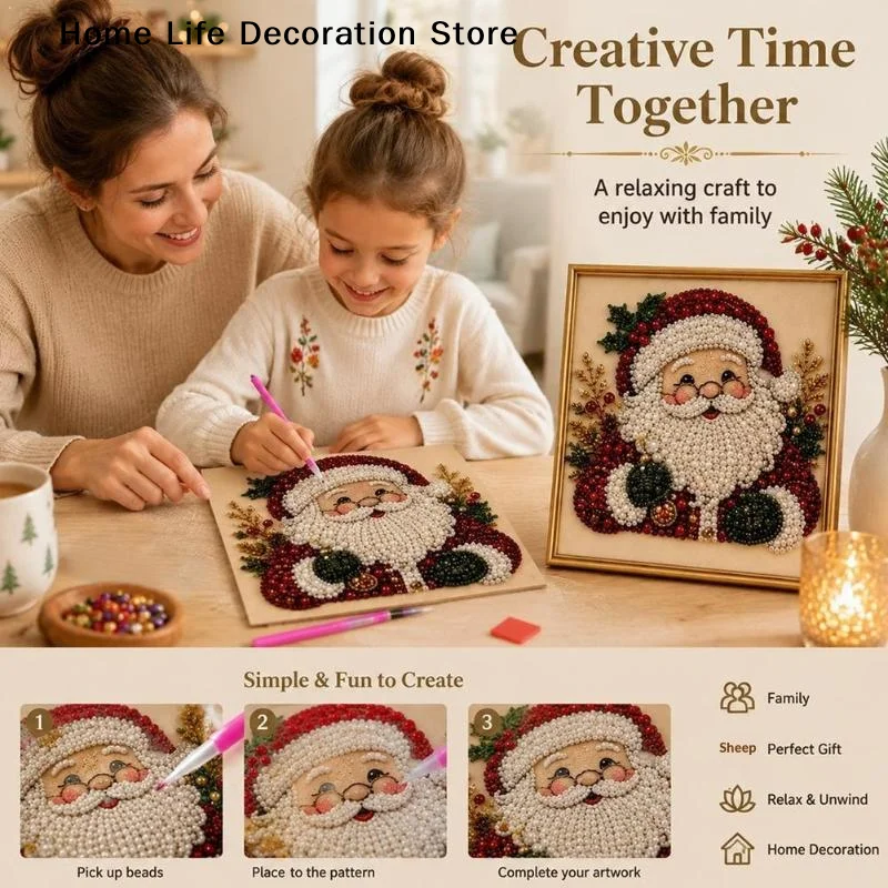 クリスマスサンタクロースパールアート5D DIYキット フレ - Embroidery Xmas Kits のレビューと価格