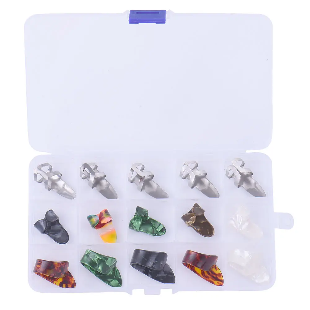 

15pcs Guitar Picks Finger Cots Set Thumb Acoustic Grip Fingertip Protectors Lightweight Durable Ultra Thin Bass Accessories