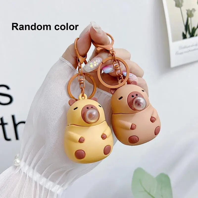 Capybara Bag Charm Squeeze Car Pendant With Bubble Silicone Squeeze Fidget Toys Cartoon Hands Exercising Fidget Toys Stretching