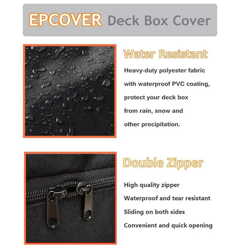 Waterproof Deck Box Cover Deck Box Protection Patio Furniture Covers Outdoor Waterproof Black Dustproof Cover UV Protector With