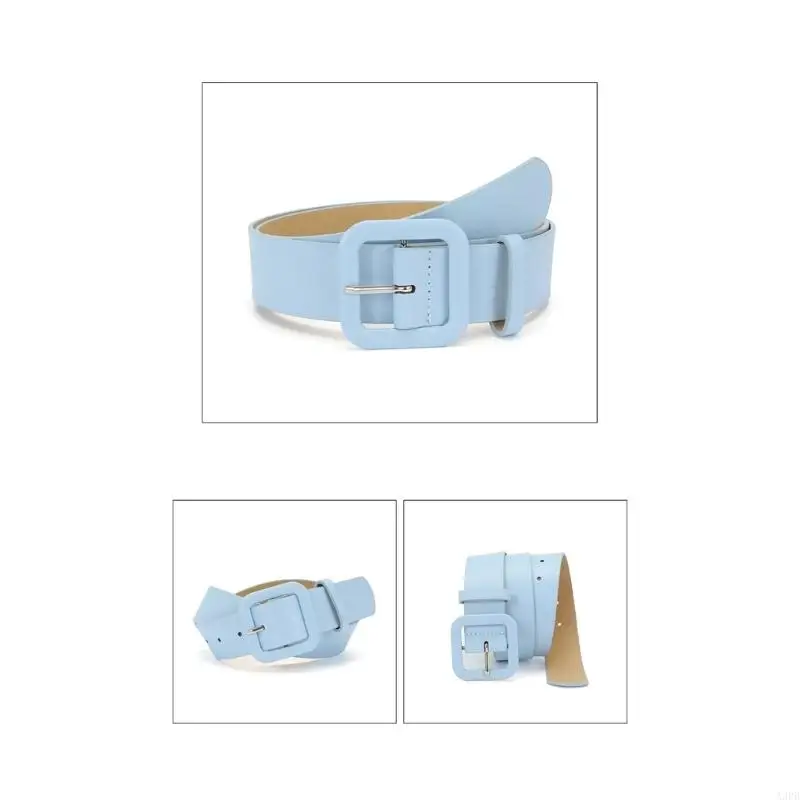 حزام PU أنيق بإبزيم مربع للخصر للنساء، خيارات متعددة الألوان #4
