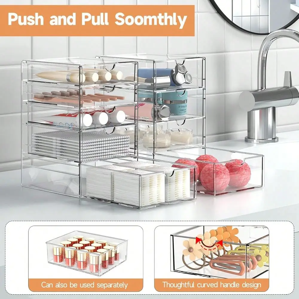 

Makeup Drawer Storage Organizer With 16 Drawers, 4 Set Acrylic Office Desk Organization And Storage, Dustproof Drawer Organizer