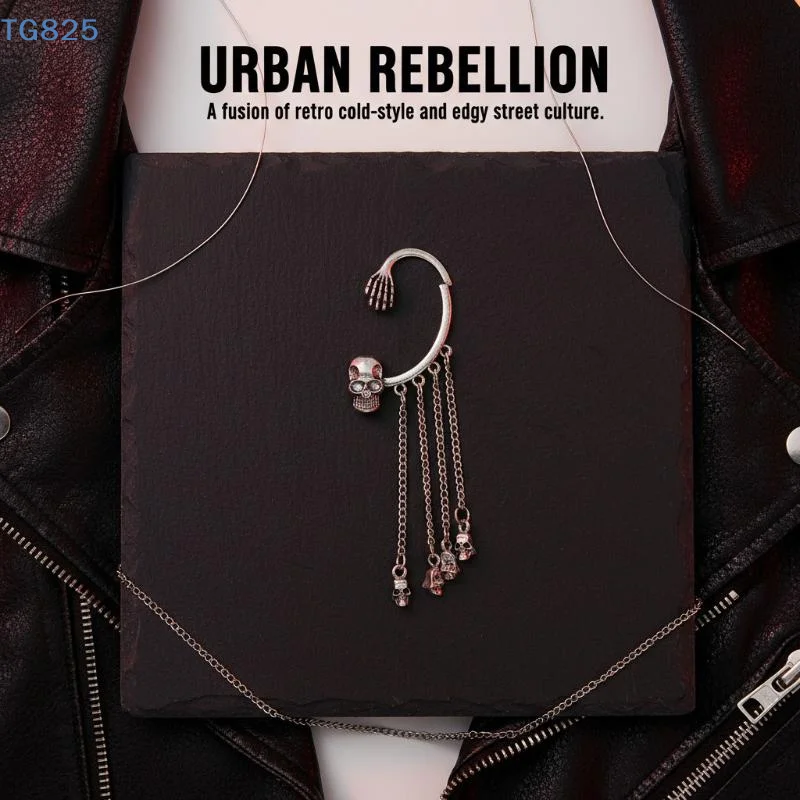 【AN】Halloween Skull Earrings Women Long Tassel Gothic Vintage Punk Statement Dangle Ear Jewelry for Party