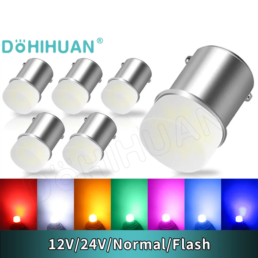 DOHIHUAN 12V 24V Strobe P21W Led Bulb P21/5W 1157 Lamp 1156 BA15S BAY15D Flashing Flash Brake Reverse Parking Truck Car Lights