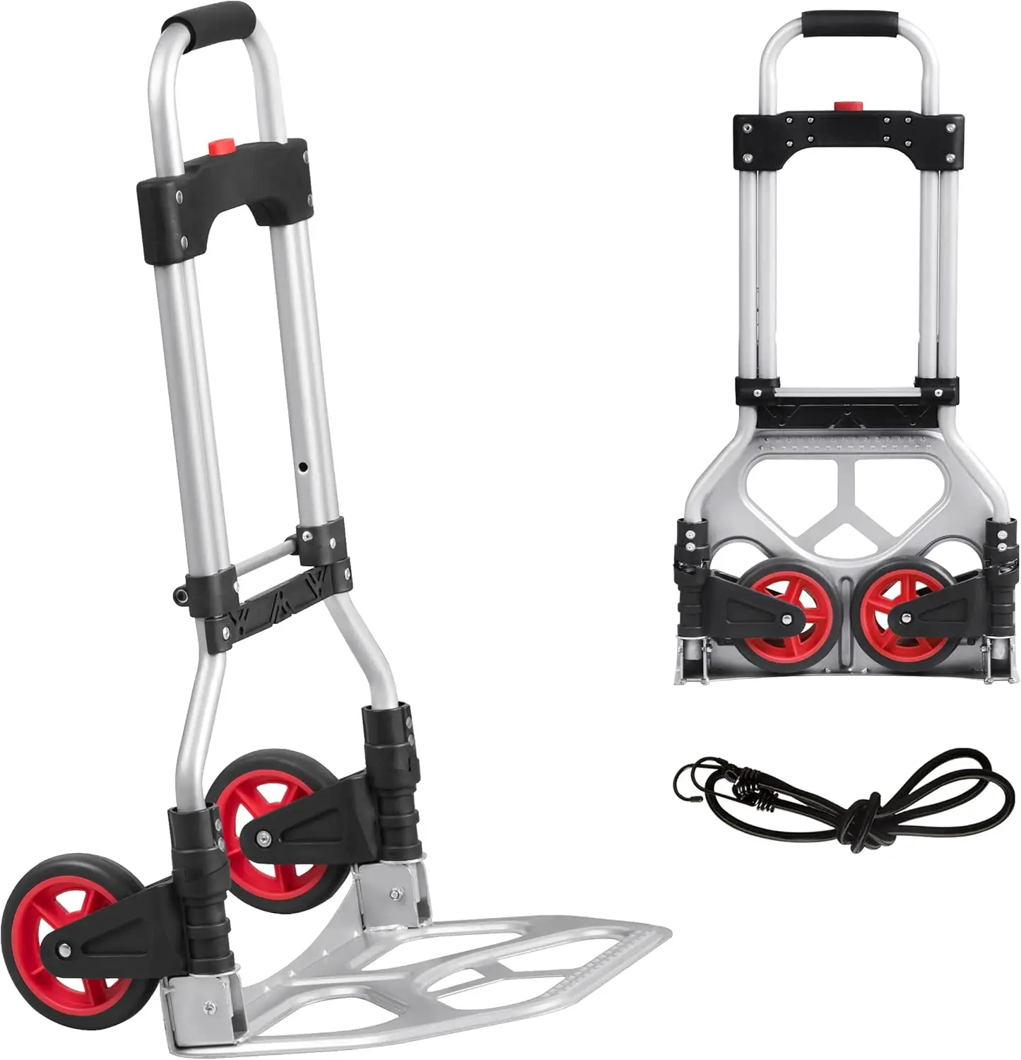 

Folding Hand Truck with Telescoping Handle, Steel Portable Cart, 180 lbs Capacity, Nylon Rubber Wheels for Easy Storage