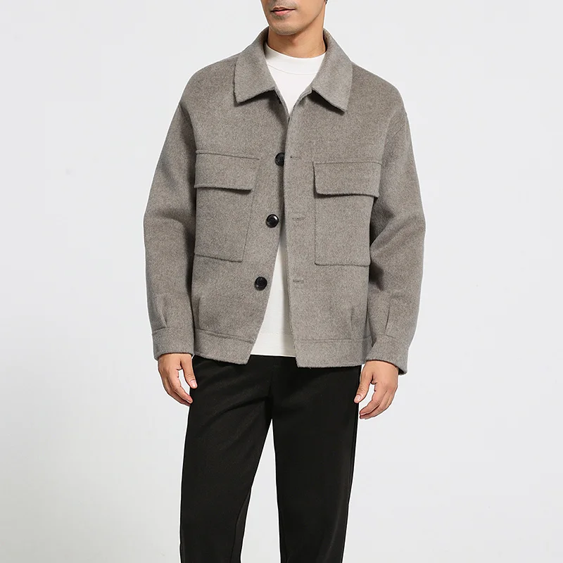 

Men's 100% cashmere thick double-sided coat, business casual classic versatile fashion men's style