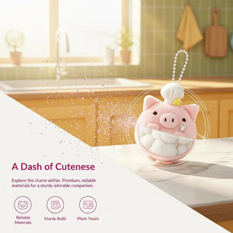 Fluffy Stuffed Plush Pig Keychain Cute Soft Pink Doll Pendant Durable Bag Ornament for Christmas Small Stocking Gifts