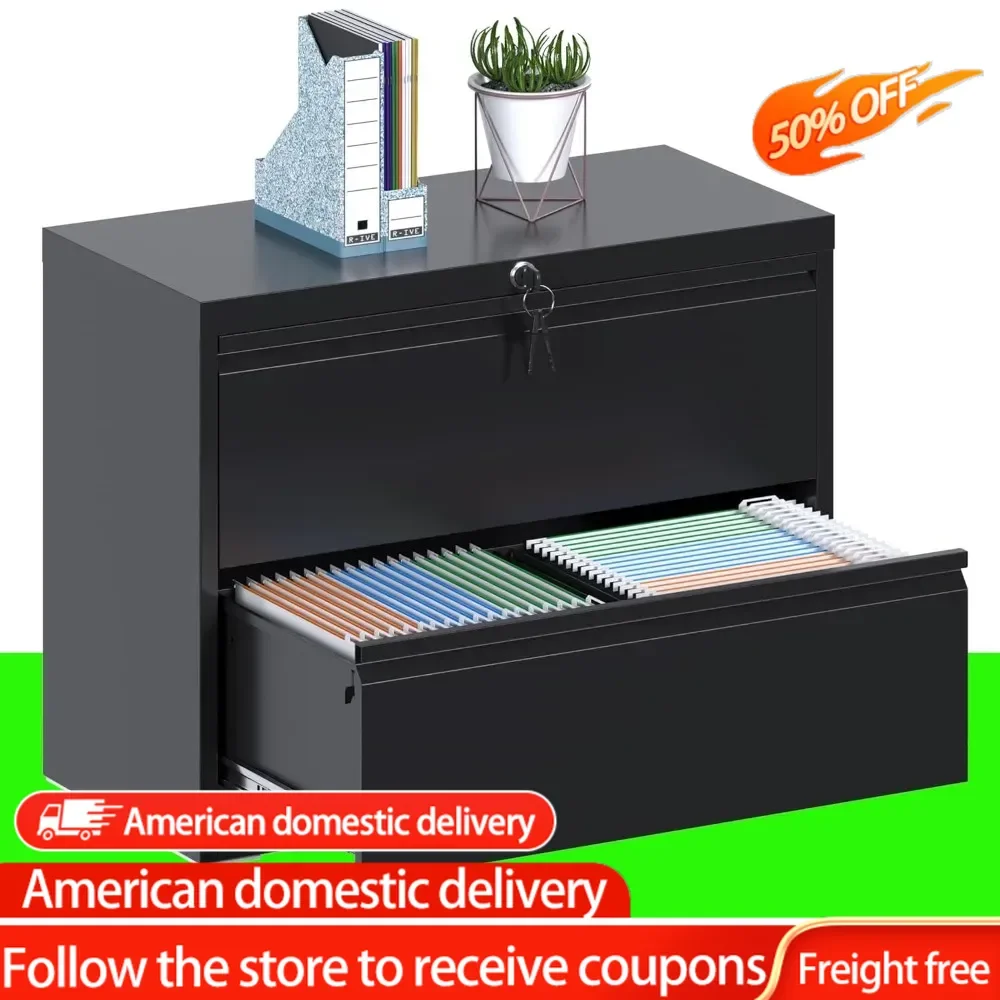 

Lateral File Cabinet,2 Drawer Metal Wide Filing Cabinet , Suitable for Home Office School Hanging Files Letter/Legal/F4/A4 Size