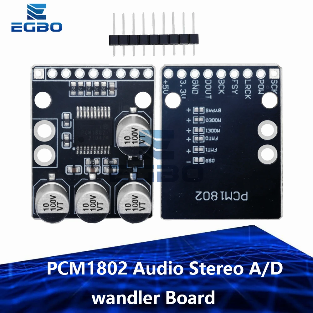 PCM1802 Stereo A/D Converter Board 24bit 96kHz PCM Decoder Module Analog Input for Audio Player and Amplifier