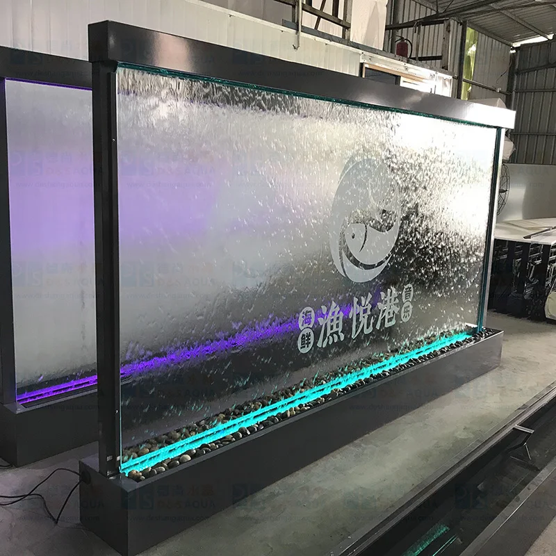 مخصص. تصميم معاصر داخلي شلال أرضية نافورة قائمة مطعم ومقهى ميزات الحائط الزجاجي #5