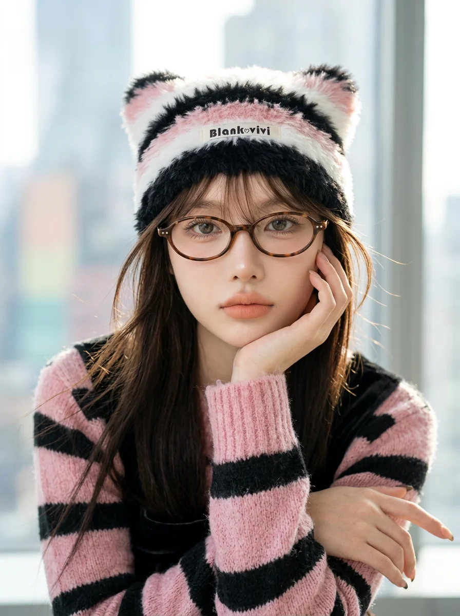 women's-furry-hat-winter-warmth-face-slimming-ear-protection-cute-fluffy-cap-retro-casual-breathable-foldable-thickened