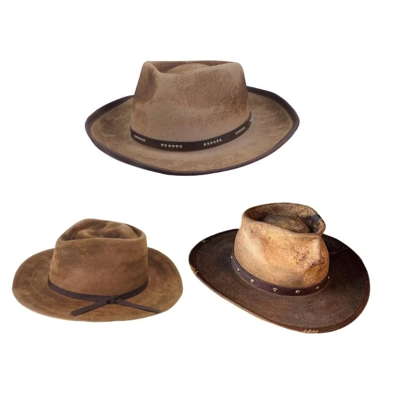 

31BB Unisex Wool Fedoras Hat с воздухопроницаемым головным убором для энтузиастов моды и реквизита Cowgirls на открытом воздухе.