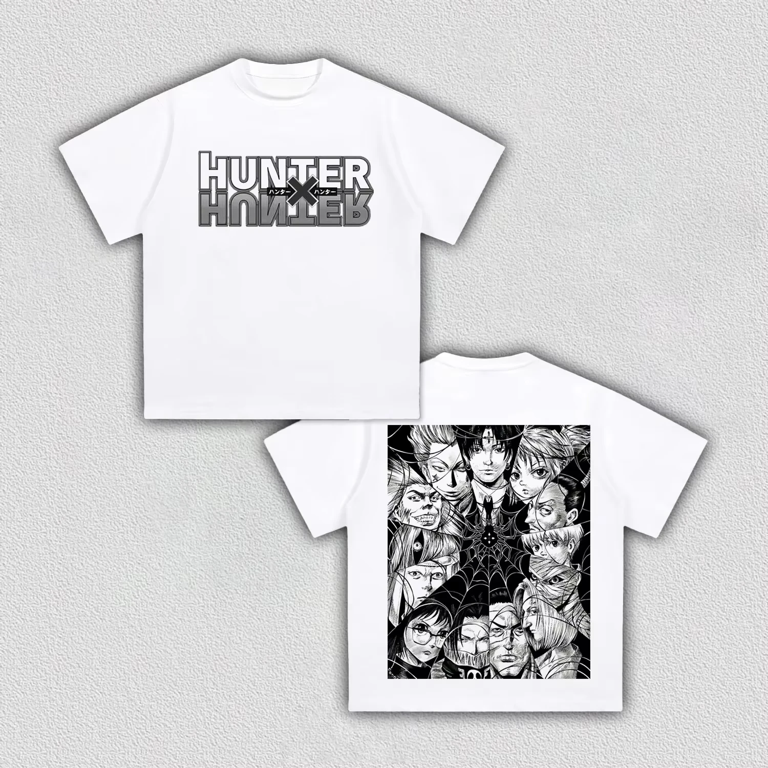 Vintage Manga T Shirt HUNTER X HUNTER Phantom Troupe Group Print Men Casual Cotton Short Sleeve Anime Streetwear Unisex Tee