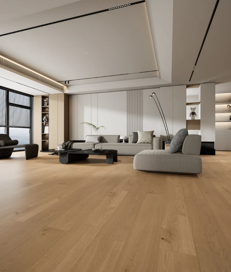 3-layer European Oak Engineered Flooring  CD Grade 15/3x192x1910 Saw Cut -color : Champagne Engineered Timber Floor