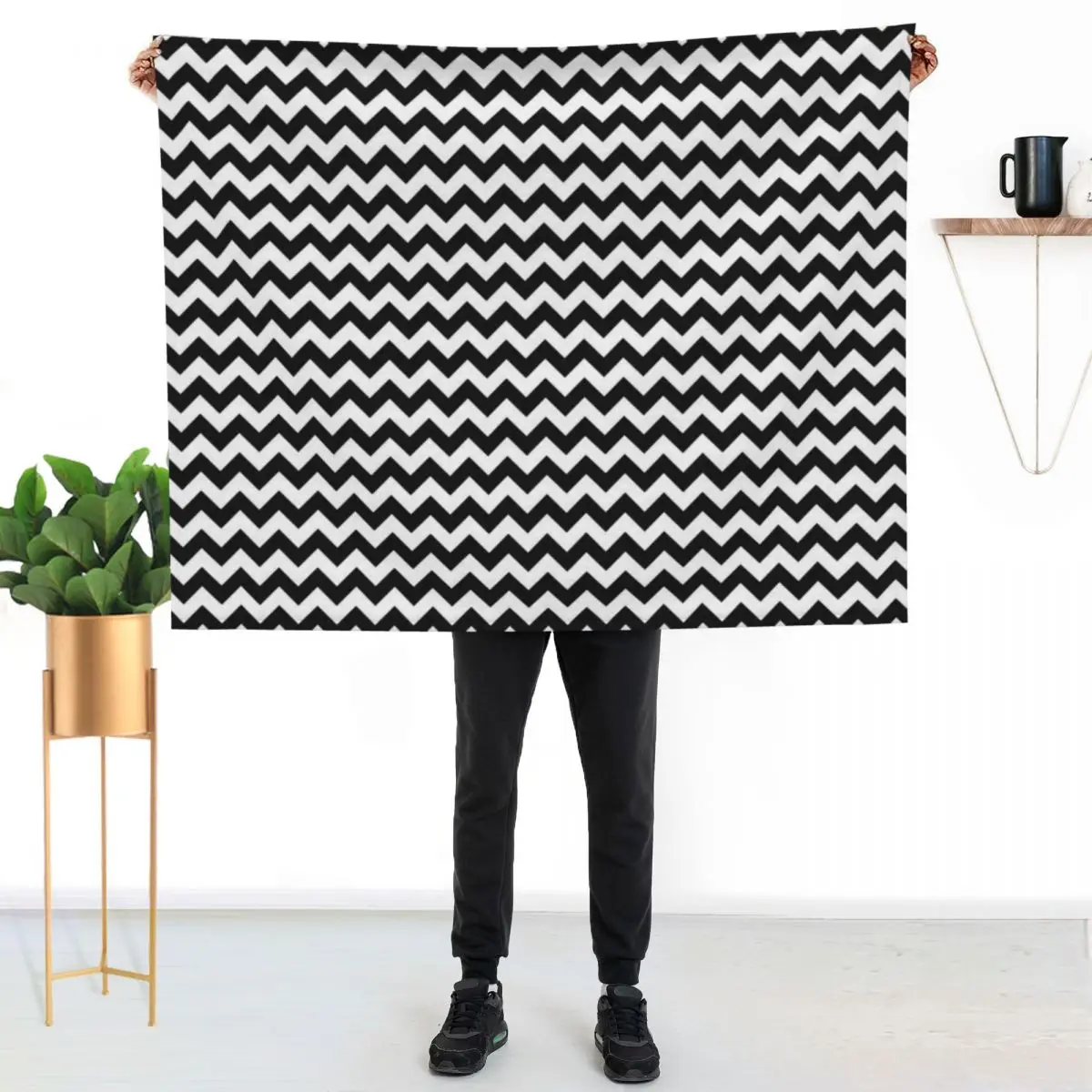 Black And White Seamless Chevron Pattern Throw Blanket Picnic Furry Soft Plaid warm winter Softest sofa bed Blankets