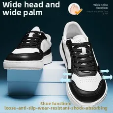 

New men's casual shoes for spring and autumn wide last shoes, board shoes, wide toe shoes, super fiber and widened feet sneakers
