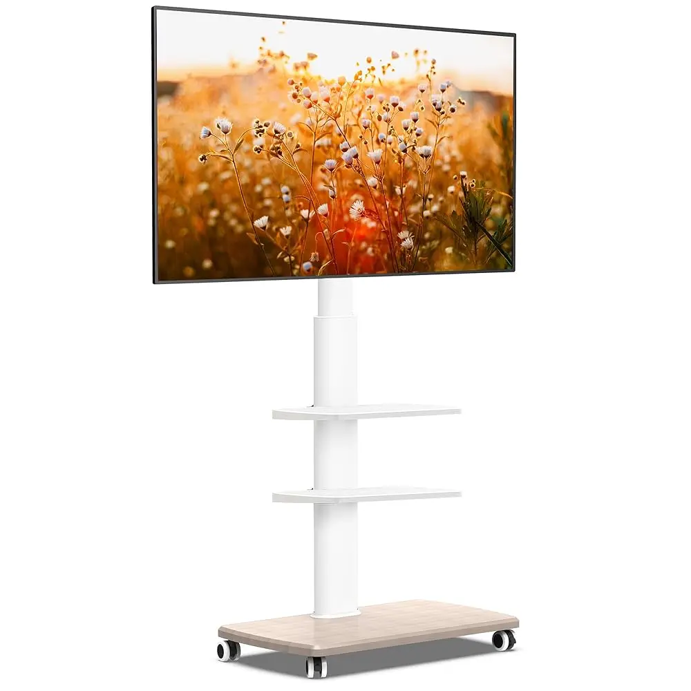 

Rolling Tv Stand, Mobile Tv Cart On Wheels For 32-65 70 H Flat Screen Tvs, Tall Floor Tv Stand With Swivel Mount, Corner Tv