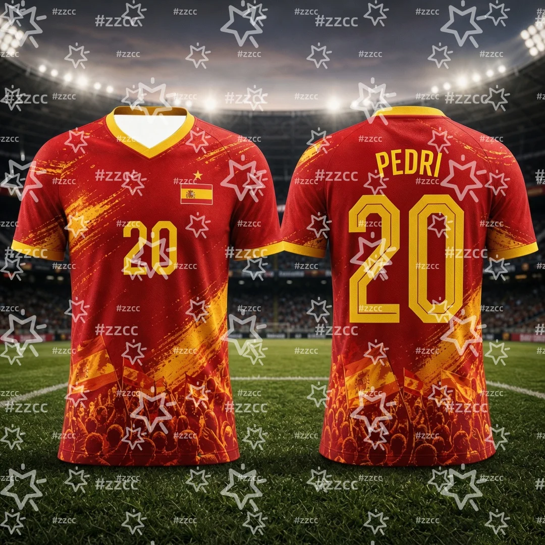 2026 Spanien Fan-Geschenke Lamine Yamal Nr. 19 Fußballtrikot Sommer Sport Herren T-Shirt Kinderbekleidung Tee Y2k Damen ﻿ – Detail 3