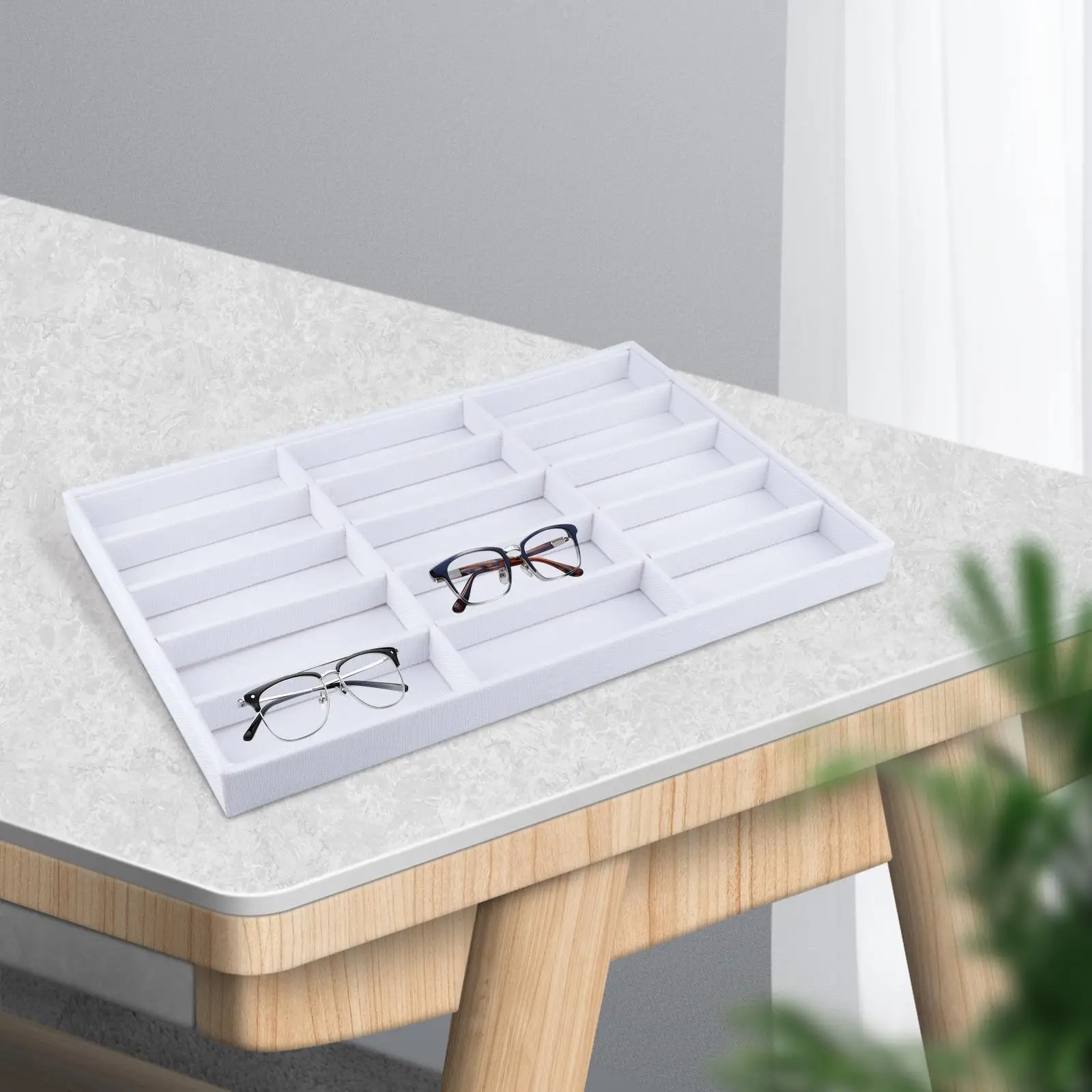 

Sunglasses Organizer,Glasses Storage Tray,12 Grid,Sunglasses Display Case Eyeglass Storage Case for Closet Dresser Women Men
