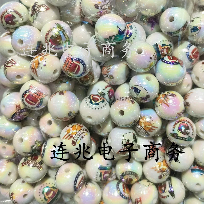 5pcs cartoon anime acrylic beads white background printed beads for diy jewelry making bracelets materials