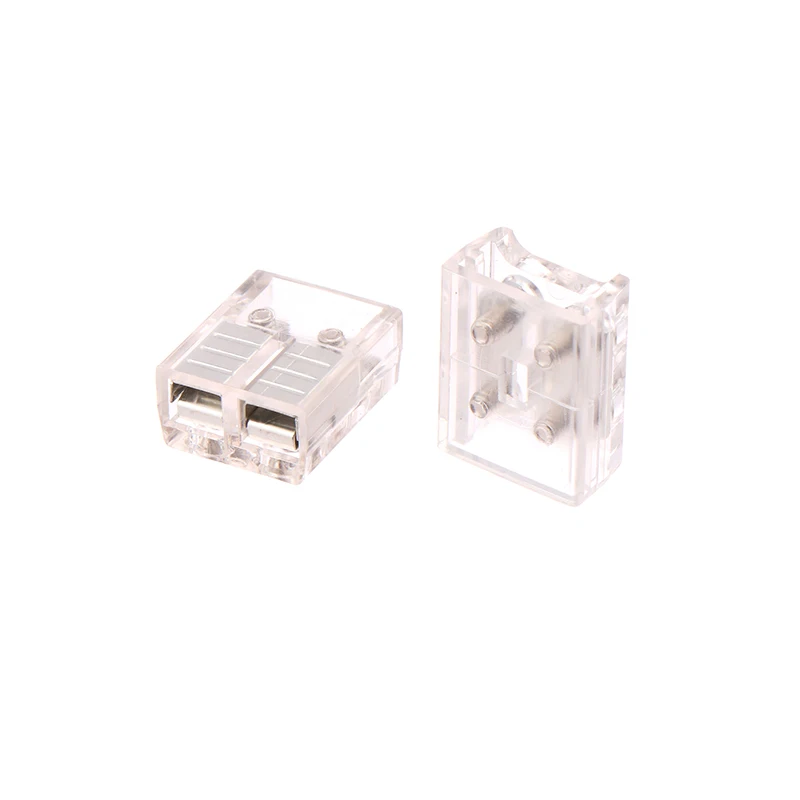 2Pin LED Strip Buckles IP20 COB Transparent Free Welding High Density Connector Terminal For 8/10mm LED Strip Fixing Connector