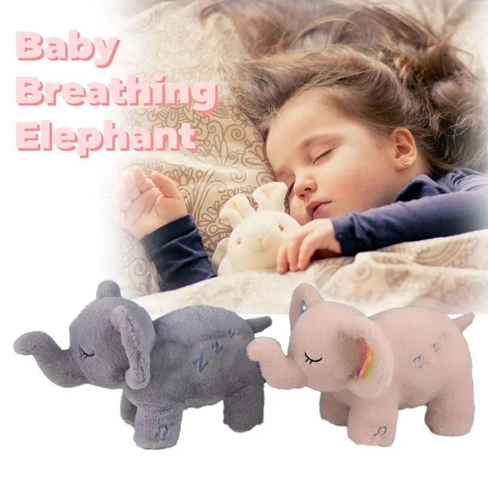 Baby Breathing Elephant Plush Doll Playmate Soft Soothing Otter Toy Cute Music Light Doll Sleep Companion for Newborn Toddler