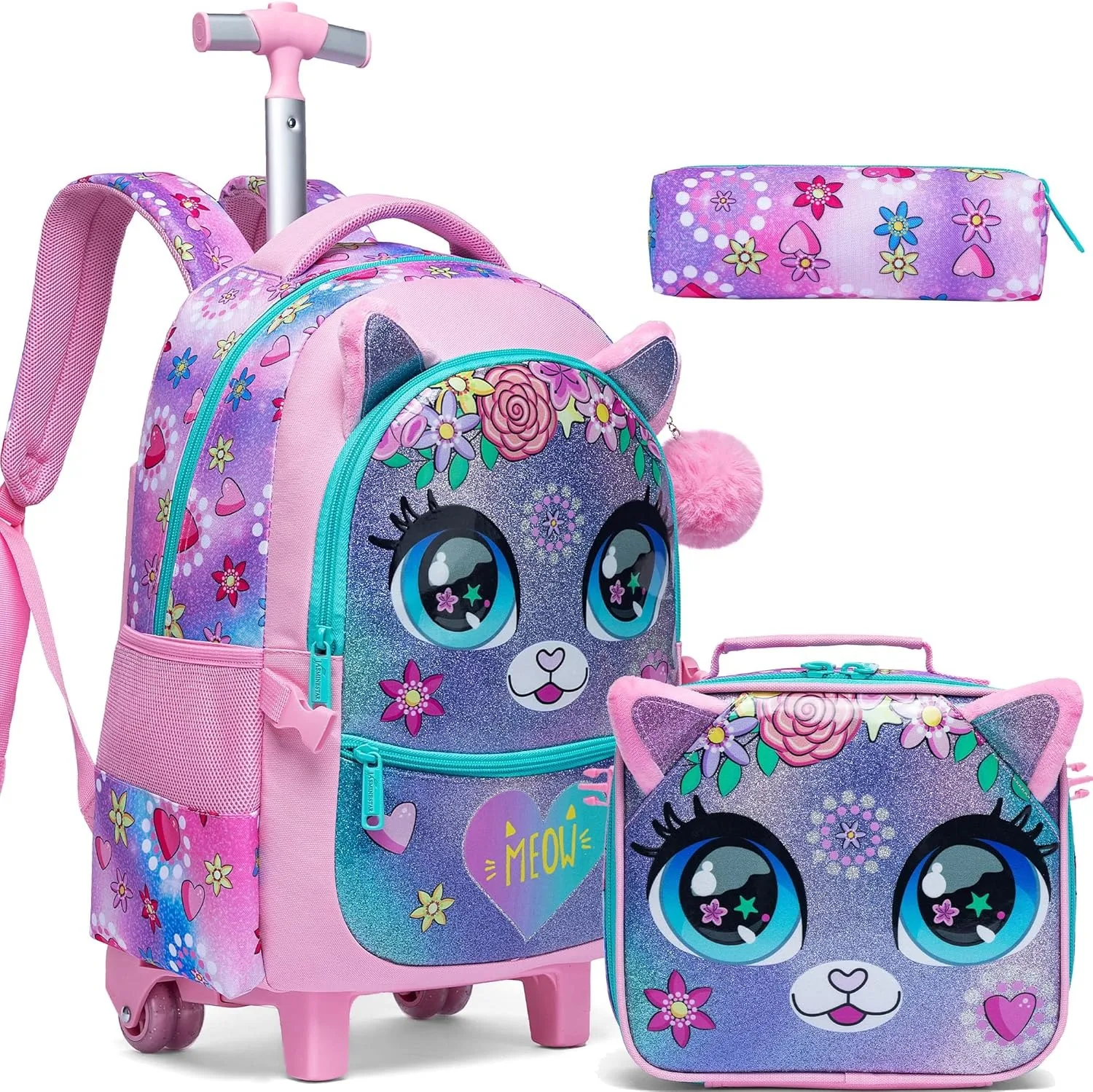 

Children's School Bags Kids Rolling Backpack for Girls Luggage Suitcase with Wheels Trolley Wheeled Backpacks for School Travel