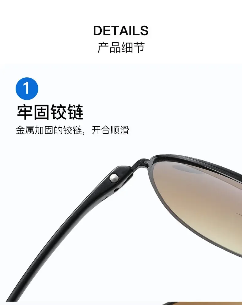 Bifokale +100~ +350 Herren-Lesebrille, Sonnenbrille, männlicher Look, weit und nah, blendfrei, Hyperopie-Brille +100 bis +350 – Detail 7