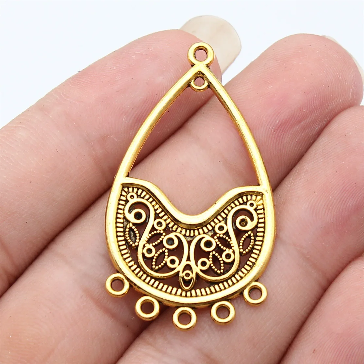 WYSIWYG 4pcs 46x26mm 2 Colors Porous Earrings Accessories Finding Earring Connectors For Jewelry Making Earring Connector Charms