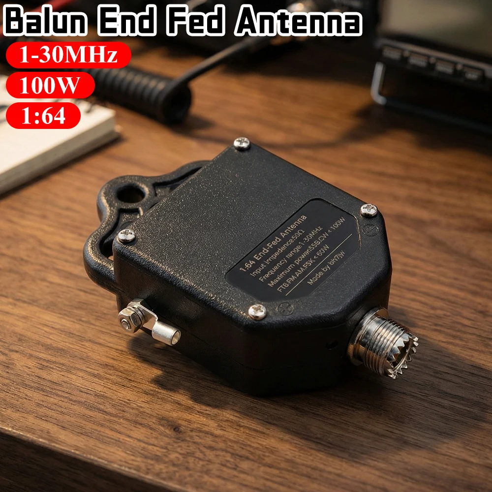 1:64 Balun End Fed Antenna 1MHz To 30MHz Half-Wave Radio Antenna 100W Power for Outdoor